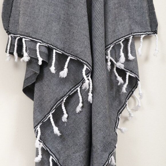100% Cotton Turkish pestemal towel in black - Picture 2 of 4